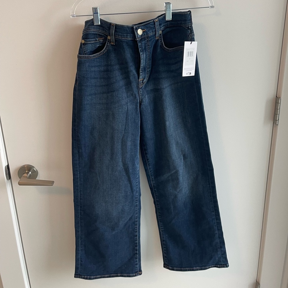 7 for All Mankind Blue Dark Wash Wide Leg Jeans